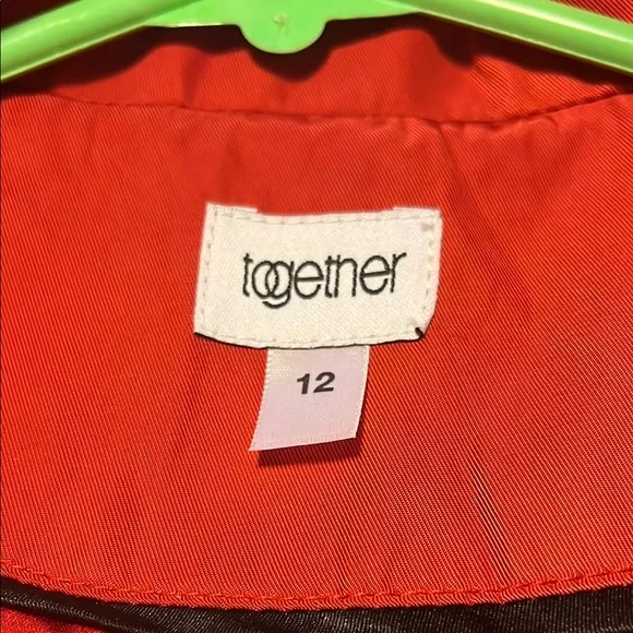 By Together Red Trench Coat Classic Double-Breasted Design - Picture 3 of 3